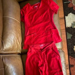 Healing hands red scrub set